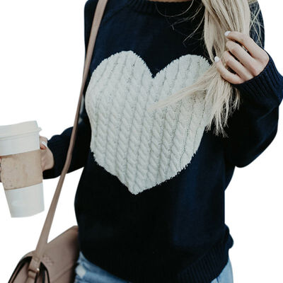 

Winter Womens Long-sleeve Love Sweater Knitted Pullover Female Soft Warm Autumn Casual Sweater