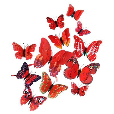 

PVC 3D Butterfly Stickers Magnetic Butterfly Fridge Sticker Cartoon Coloful Animal Home Wall Decoration Magnetic Sticker 12pcs