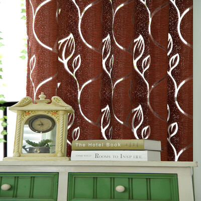 

JPGIF 1 PCS Vines Leaves Tulle Door Window Curtain Drape Panel Sheer Scarf Valances