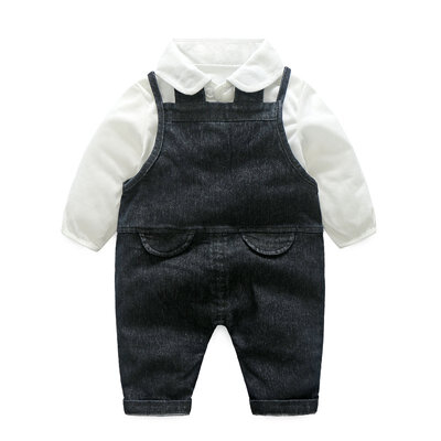 

New Year Spring Kids Girls Boys Costumes Set High Quality Long Sleeve Shirt Strap Pants Children Clothing 0-3Y