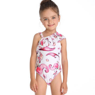 

Baby Girls Swimsuits Split-Style One-piece Print Cartoon Ruffles Bikini Childrens Swimwear Girls Swimsuit Swimming Suit Costumes