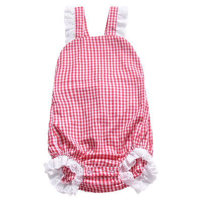 

Toddler Infant Newborn Baby Girls Kids Short Sleeve Romper Outfits Playsuit Jumpsuit Plaid Clothes 0-3T