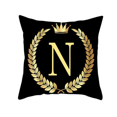 

to Z Letters Black Square Crown Branch Pillow Case Soft Peach Velvet Decorative Pillowcase for Home