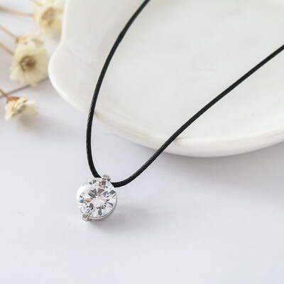 

1pc Silver Color Zircon Necklace Transparent Short Chain Pendant for Women Jewelry Gift