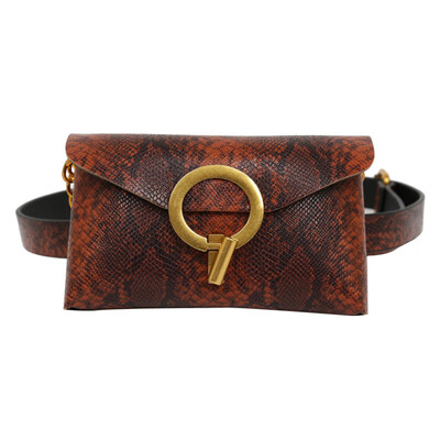

Snakeskin Print Circle Buckle Women Crossbody Shoulder Bag Waist Fanny Pack