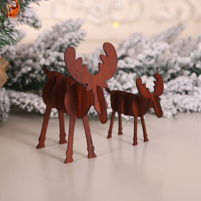 

DIY Assembly Wooden Reindeer Christmas Craft Desktop Ornaments Holiday Party Decor Supplies