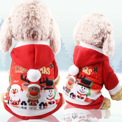 

Christmas Santa Pet Clothes Warm Coat Dog Cat Hoodie Puppy Jumpsuit Vest Costume