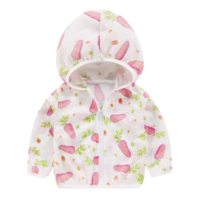 

Kids Sun Protection Clothing Coat Unisex Cute Cartoon Print UV Protection Quick Dry Thin Jacket with Hooded Zipper Baby Coat