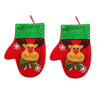 

Toponeto 2Pcs Christmas Xmas Decor Kitchen Tableware Holder Pocket Dinner Cutlery Bag