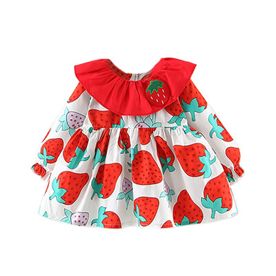 

Children Autumn Girls Cute Dot Print Doll Collar Temperament Long Sleeve Sweet Princess Dress