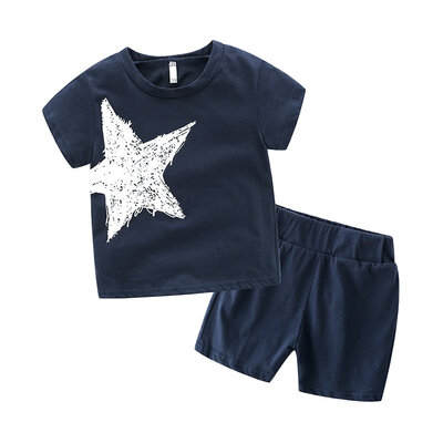 

Fashion Baby Boy clothes Summer Cotton Stripe Star printed Short Sleeve T-shirtShorts casual Set