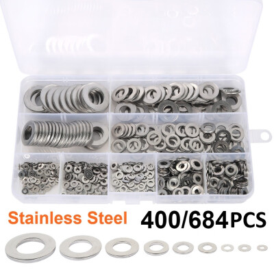 

684400PCS Stainless Steel Washers Gasket Metric Flat Ring Seal Washer Kit