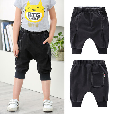 

Fashion Summer Children Boys Girls Trousers Cropped Pants Kids Knee Length Casual Harem Pants 2019 New