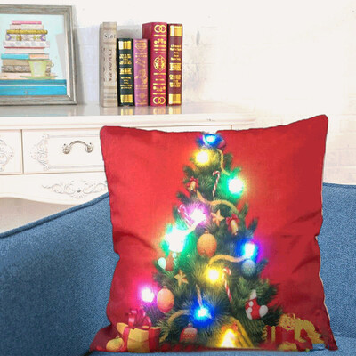

Gobestart The New Color Lights Christmas Pillow LED Lights Pillow Creative Printing LinenA