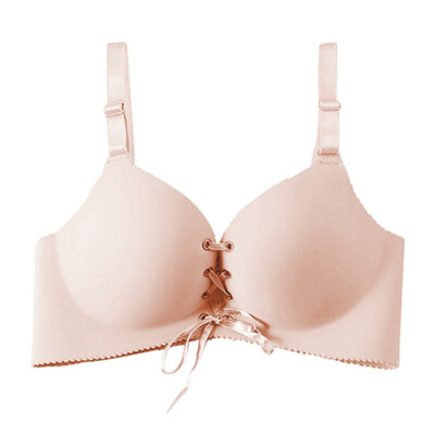

34 Cup Women Sexy Lingerie Smooth Straps No Trace No Steel Ring Solid Color Gathered Bra