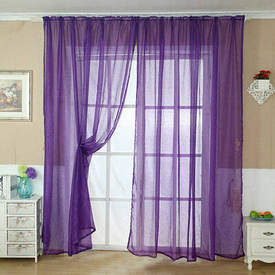 

Gobestart Solid Color Tulle Door Window Curtain Drape Panel Sheer Scarf Valance OR