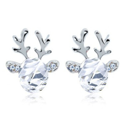 

Crystal Antlers Earrings Luxury Stereo Christmas Reindeer Ear Studs