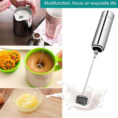 

Handheld Electric Milk Frother Foamer Stainless Steel Double And Triple Spring Whisk Head Agitator Blender Mixer Stirrer