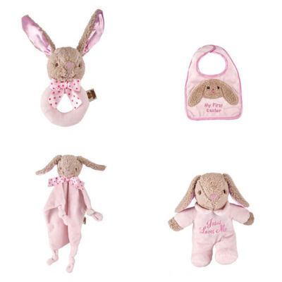 

Cotton Cute Bunny Skin-Friendly Bite Baby Supplies Four-Piece Sets Baby Singing Appease Towel Saliva Towel Bib Hand Rattle