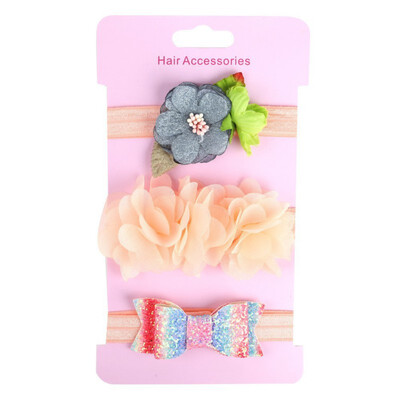

Pack Of 3 Baby Girl Cute Lace Stretch Sequin Bow Elastic Headband Molding Hair Band Accessories Party Accessories Headband