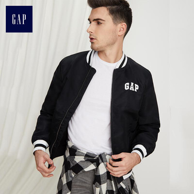 

GAP flagship store mens casual baseball uniform jacket winter mens jacket stand collar logo shirt 422315 positive black 17588A XS