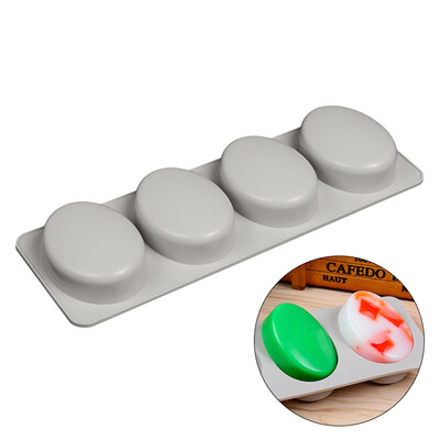 

Toponeto DIY 4 Grid Silicone Soap Mold Handmade Soap Making Round Moulds Tool