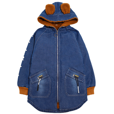 

Unisex Winter Girls&Boys Bear Ears Hooded Trench Denim Coats outwear Warm Tops Clothing