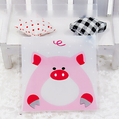 

100pcs Self-Adhesive Cookie Candy Package Gift Bags Cartoon Animal Plastic Bags