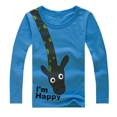 

Hot Sale Children Long Sleeve Tops Giraffe Im Happy Kids Boys T-shirt Top Spring Clothing casual baby clothing Tops 2-6Y