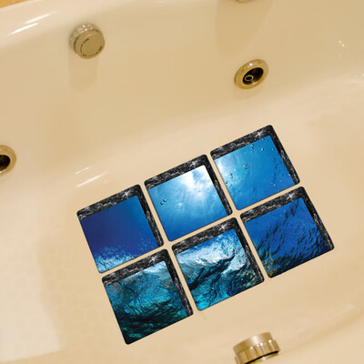 

〖Follure〗6pcs 13x13cm Water Shadow Pattern 3D Anti Slip Waterproof Bathtub Sticker