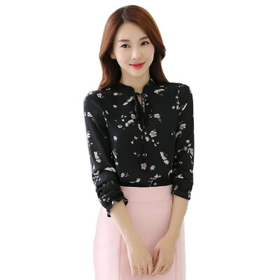 

Autumn Ladies Chiffon Blouse Long Sleeve Shirts Casual Print Floral Tops Womens Clothing