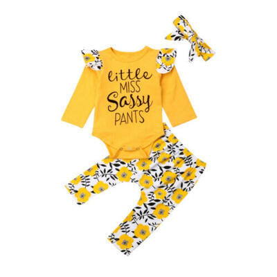 

Kids Baby Girls Clothes Sassy Long Sleeve T shirt Romper Top Pants Outfit Set