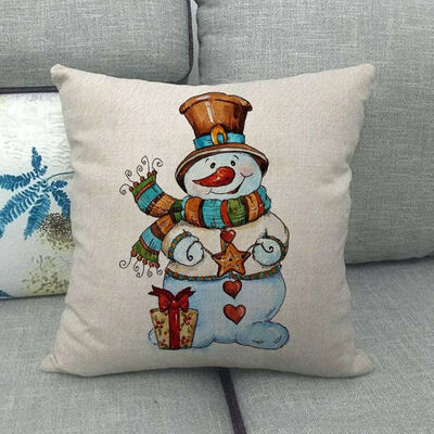 

1pcs Christmas Sofa Pillow Case 3d Snowman Cushion Cover Flax White Lovely
