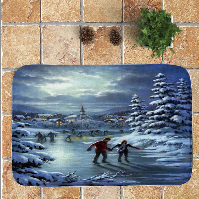 

Gobestart Merry Christmas Welcome Doormats Indoor Home Carpets Decor 40x60CM