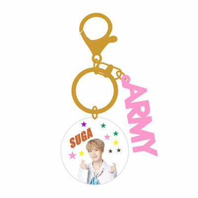 

BTS Creative Acrylic Keychain Double-sided Color Printing Letters Round Card Pendant Key Rings ARMY Hot Gift