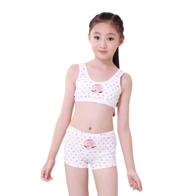 

Puberty Young Girls Cozy Undies Children Clothing Teenagers Cotton Yoga Underwear Set Training Bras Camisole Vest TopPanties