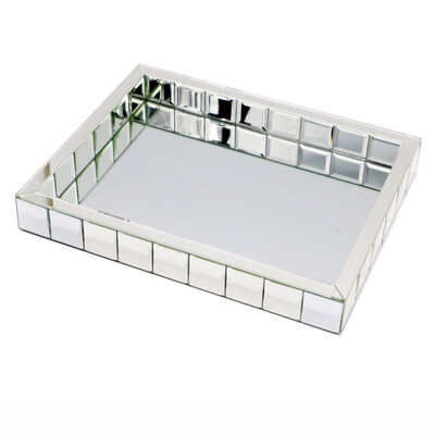

Meetart Decorative Mirror Tray - Wonderful for home decoration Rectangle Organizer Vanity Tray on Serving Tray Jewelry Makeup Sil