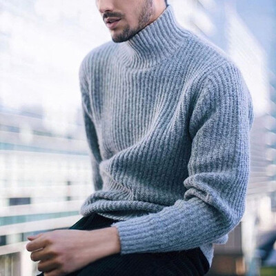 

New Mens Slim Fit Knitted Sweater Turtleneck Jumper Knitwear Pullover Plus Size