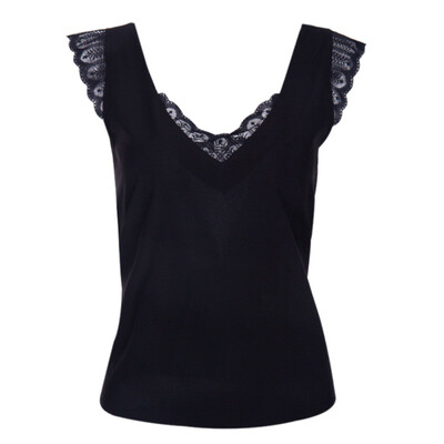 

Women V neck Lace Tops Summer Sexy Backless Sleeveless Vest Casual Loose Harajuku Blouse Tops Elegant Black Shirt Female
