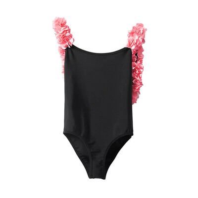 

1-6T Toddler Bodysuit Kids Swimwear Backless 3D Flowers One-piece Tankinis Summer Bathing Suit Beachwear Swimming Girls