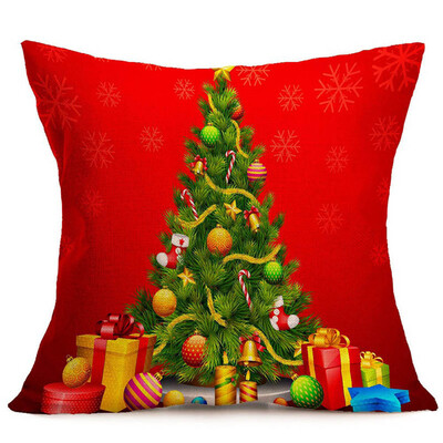 

New 45X45Cm Merry Christmas Santa Cotton Linen Pillow Case Cushion Cover Home Decor
