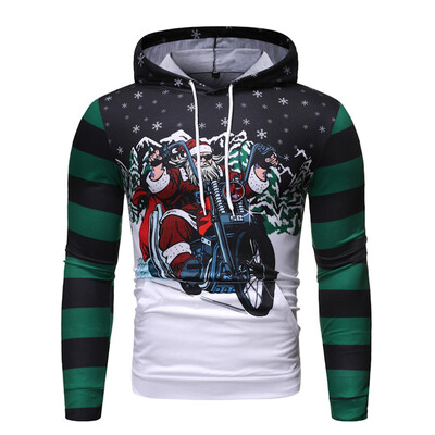 

Toponeto Mens Fashion New Style Christmas 3-D Printed Long-Sleeved Cap And Blouse