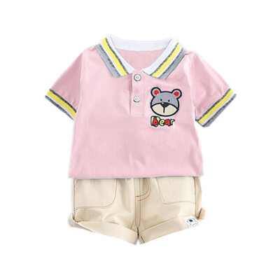 

Summer Kids Boys Clothes Set Short Sleeve Cartoon Bear Print Tops Blouse T-shirtShorts Children Casual Outfits Boy Costume Sets