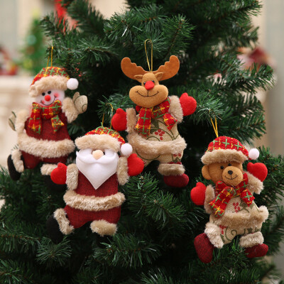 

Tailored 4Pcs Christmas Ornaments Gift Santa Claus Snowman Tree Toy Doll Hang Decorations