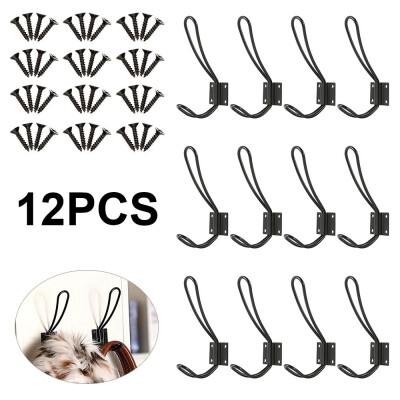 

12Pcs Black Decorative Wall Coat Bag Hook Rack Clothes Hangers with Screws for Bathroom or Kitchen