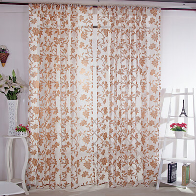 

Gobestart Leaves Sheer Curtain Tulle Window Treatment Voile Drape Valance Fabric