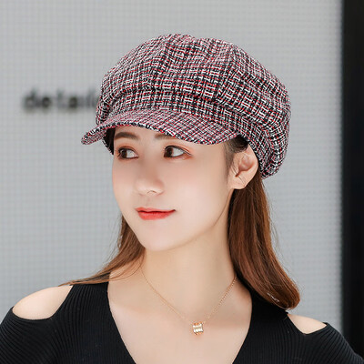 

2019 new cap chic mixed color navy hat womens round-up cotton ianan octagonal beret autumn&winter tide