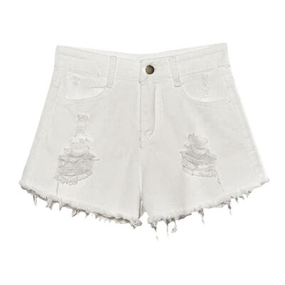 

New Fashion Sexy Women High Waist Jeans Causal Ripped Hole Denim Jeans Shorts Fraying Edges Short Pants Plus Size