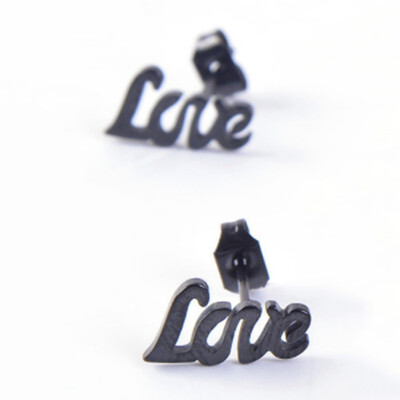 

Unique Design Silver Gold&black Color Letter Love Earrings Women Metal Statement Earrings Name Fashion Jewelry Gift