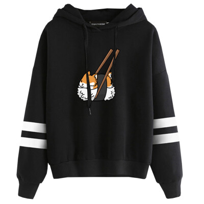 

Women Cute Sushi Shiba Inu Printed Hoodie Long Sleeve Shiba Inu Printing Hooded Sweatshirt Pullover